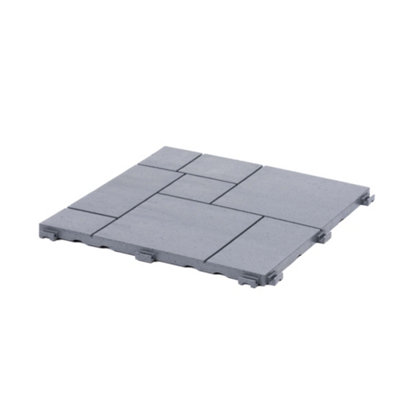Nicoman Composite Interlocking Mosaic Decking Tiles Light Grey 30cm x 30cm - Pack of 10 Tiles - 8