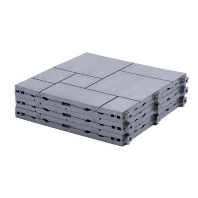 Nicoman Composite Interlocking Mosaic Decking Tiles Light Grey 30cm x 30cm - Pack of 40 Tiles - 3