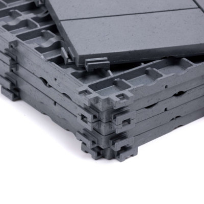 Nicoman Composite Interlocking Mosaic Decking Tiles Light Grey 30cm x 30cm - Pack of 40 Tiles - 4
