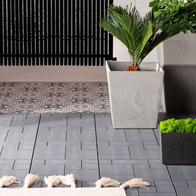 Nicoman Composite Interlocking Mosaic Decking Tiles Light Grey 30cm x 30cm - Pack of 40 Tiles - 6