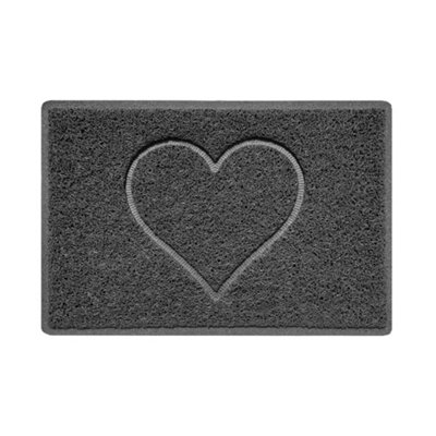 Nicoman Dark Grey Heart Embossed Spaghetti Coil Door Mat Dirt-Trapper Washable Barrier Doormat 60cm x 40cm