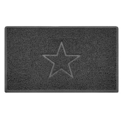 Nicoman Dark Grey Star Embossed Spaghetti Coil Door Mat Dirt-Trapper Washable Barrier Doormat 75cm x 44cm