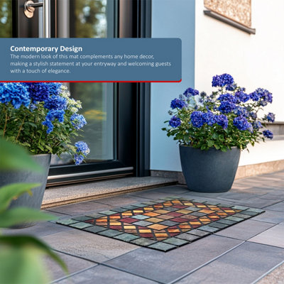 Nicoman Narrow Doormat Tiled Door Mat Barrier Eco-Friendly Heavy Duty Non-Slip Dirt Scraper For
