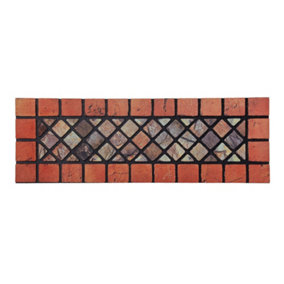 Nicoman Elegant Tile Mat Barrier Doormat Eco-Friendly Scrape and Non-Slip Indoor/Outdoor Door Mat, Narrow 75x25cm, Red Border