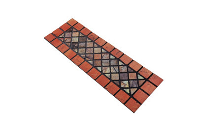 Nicoman Elegant Tile Mat Barrier Doormat Eco-Friendly Scrape and Non-Slip Indoor/Outdoor Door Mat, Narrow 75x25cm, Red Border
