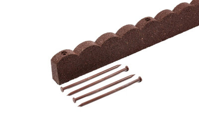 Nicoman Flexi Curve Brown Rubber Scallop Lawn Edging Garden Border 1.2m - Pack of 10