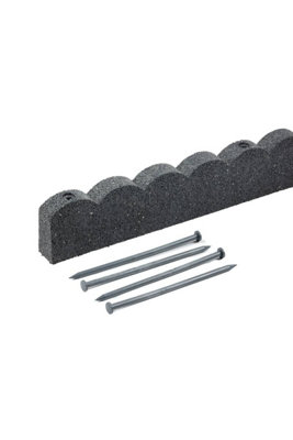 Nicoman Flexi Curve Grey Rubber Scallop Lawn Edging Garden Border 1.2m - Pack of 16