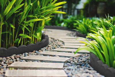 Flexi Curve Bordo Per Giardino In Gomma Grigio 120cm (Confezione Da 2) - Facile Da Installare, Riciclato E Flessibile