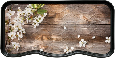 Nicoman Heavy Duty Boot Tray 75 x 40cm, All Weather Drip Tray For Indoor & Outdoor - Flower Wood Design
