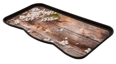 Nicoman Heavy Duty Boot Tray 75 x 40cm, All Weather Drip Tray For Indoor & Outdoor - Flower Wood Design