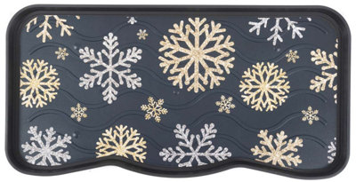 Nicoman Heavy Duty Boot Tray 75 x 40cm, All Weather Drip Tray For Indoor & Outdoor - Snowflake Design
