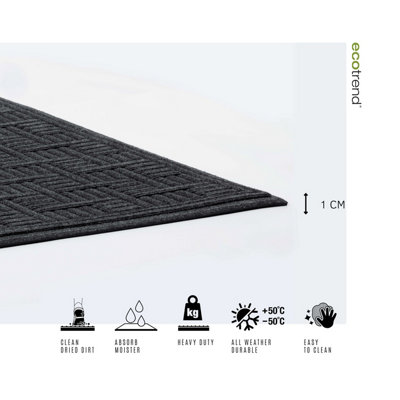 Nicoman Heavy Duty Commercial Door Mat Shop Doorway Mat Indoor 1.5m x 0.9m - Black