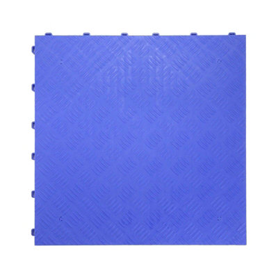 Nicoman Heavy Duty Interlocking Garage Tile Solid Deckplate Pattern - 40cm x 40cm - Blue