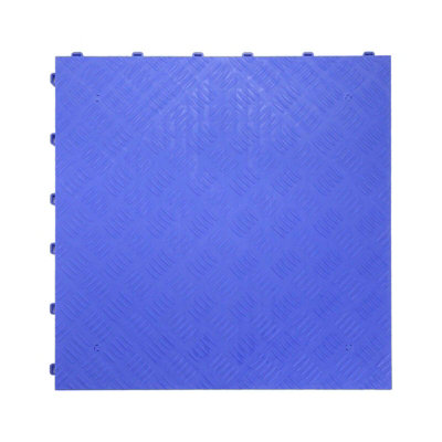 Nicoman Heavy Duty Interlocking Garage Tile Solid Deckplate Pattern - 40cm x 40cm - Blue