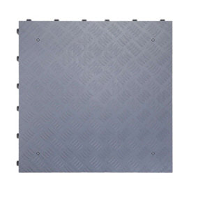 Nicoman Heavy Duty Interlocking Garage Tile Solid Deckplate Pattern - 40cm x 40cm - Grey