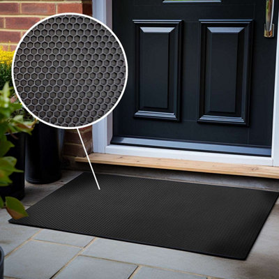 Nicoman - Heavy Duty Rubber Door Mat Eexagon Pattern  - 60 x 40cm - Black - 4