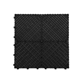 Nicoman Heavy Duty Vented Interlocking Garage Tile - 40cm x 40cm - Black