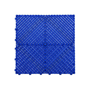 Nicoman Heavy Duty Vented Interlocking Garage Tile - 40cm x 40cm - Blue
