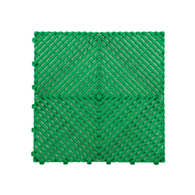 Nicoman Heavy Duty Vented Interlocking Garage Tile - 40cm x 40cm - Green