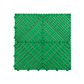 Nicoman Heavy Duty Vented Interlocking Garage Tile - 40cm x 40cm - Green