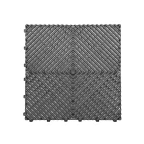 Nicoman Heavy Duty Vented Interlocking Garage Tile - 40cm x 40cm - Grey