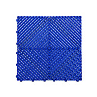 Nicoman Heavy Duty Vented Interlocking Garage Tiles - 40cm x 40cm - Blue - Pack of 15