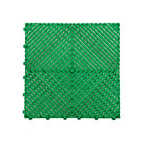 Nicoman Heavy Duty Vented Interlocking Garage Tiles - 40cm x 40cm - Green - Pack of 15