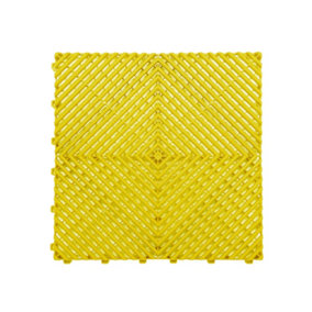 Nicoman Heavy Duty Vented Interlocking Garage Tiles - 40cm x 40cm - Yellow - Pack of 15