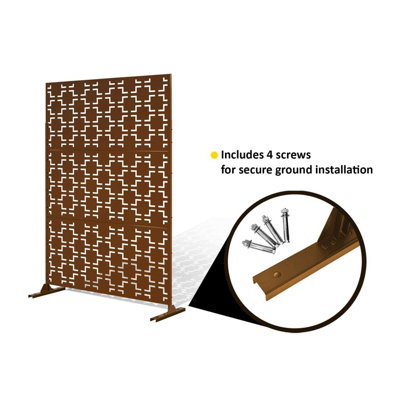 Nicoman Metal Outdoor Privacy Screen with Stand 120cm x 180cm - Pre Rusted