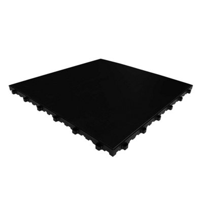 NICOMAN Tanzboden-Set - 9 Fliesen Mit Holzoptik, Schwarz, Je 46x46 Cm, Einfach Kombinierbar (1,5x1,5 M)