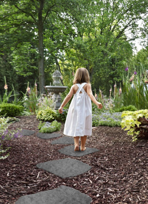 Nicoman Natural B Stepping Stone Rubber Garden Decoration Grey - Pack of 4 - 6