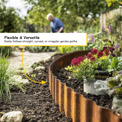 Nicoman Pre Rusted Heavy Duty Corrugated Metal Garden Border Edging 5m ...