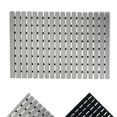 Nicoman PVC Duckboard For Bathroom Shower Anti Slip Mat Vertical Slats 43cm x 64cm Black