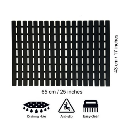 Nicoman PVC Duckboard For Bathroom Shower Anti Slip Mat Vertical Slats 43cm x 64cm Black - 7
