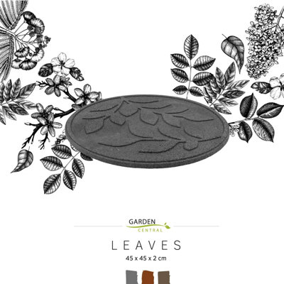 Nicoman Reversible Outdoor Garden Stepping Stone Leaves in Grey - Pack of 2 - 6