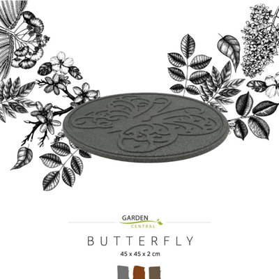 Nicoman Round Grey Butterfly Stepping Stone - Pack of 1 - 5