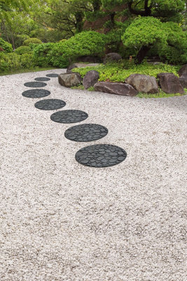 Nicoman Round Grey River Rock Stepping Stone - Pack of 1 - 8