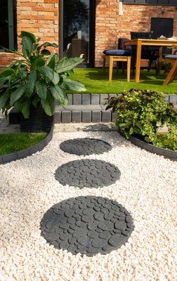 Nicoman Round Grey River Rock Stepping Stone - Pack of 4 - 4