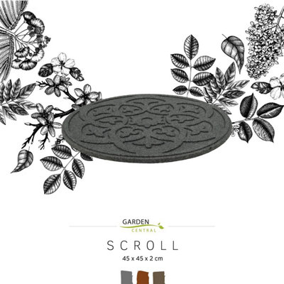 Nicoman Round Grey Scroll Stepping Stone - Pack of 2 - 5