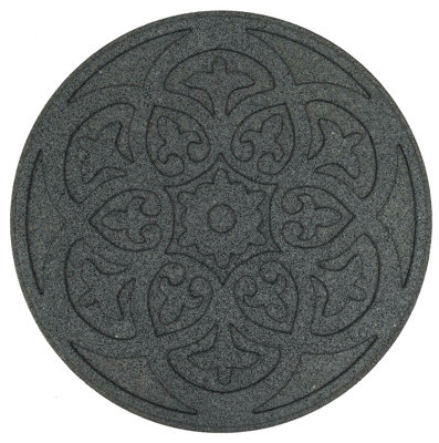 Nicoman Round Grey Scroll Stepping Stone - Pack of 4