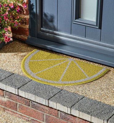 Nicoman Spaghetti Loofah Halfmoon Door Mat 70 x 44cm - Lemon