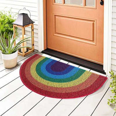 Nicoman Spaghetti Loofah Halfmoon Door Mat 70 x 44cm - Rainbow