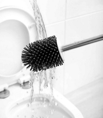 Nicoman Squircle White Toilet Brush & Holder With Silicone Head - 5