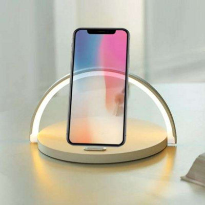 Nicoman White Bedside Lamp with Wireless Charging with Touch Control