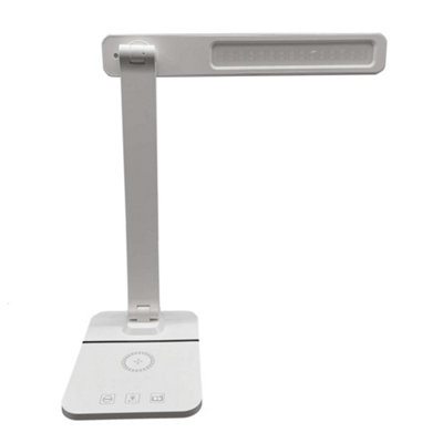 Nicoman White Desk Lamp with Wireless & USB Phone Charger