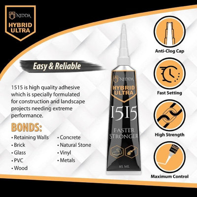NIDDA 85ML Hybrid Ultra Clear Glue, Faster & Stronger Adhesive for Construction and Landscape Projects