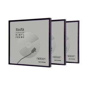 nielsen 12" Vinyl Record Display Frames, Aluminium, Jet Matt Black, 32x33cm - Set of 3