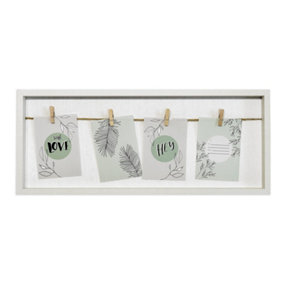 nielsen Accent Collage Frame for 4 Photos 9x13cm with Clothesline and 4 Clips, White