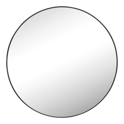 nielsen Acton Round Aluminium Framed Large Mirror, Black, 80cm