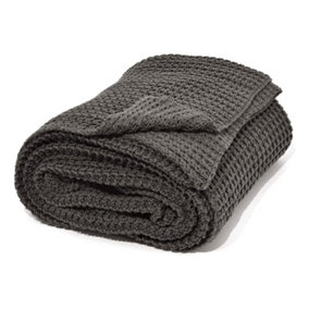 nielsen Alen Coarse Knitted Large Throw Blanket - Grey